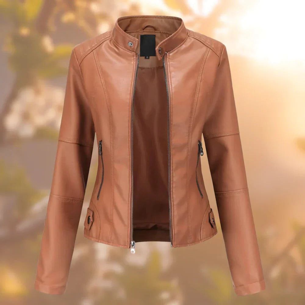 Ladies Genuine Leather Biker Jacket
