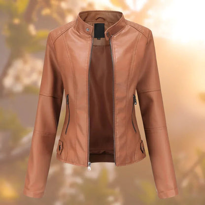 Ladies Genuine Leather Biker Jacket