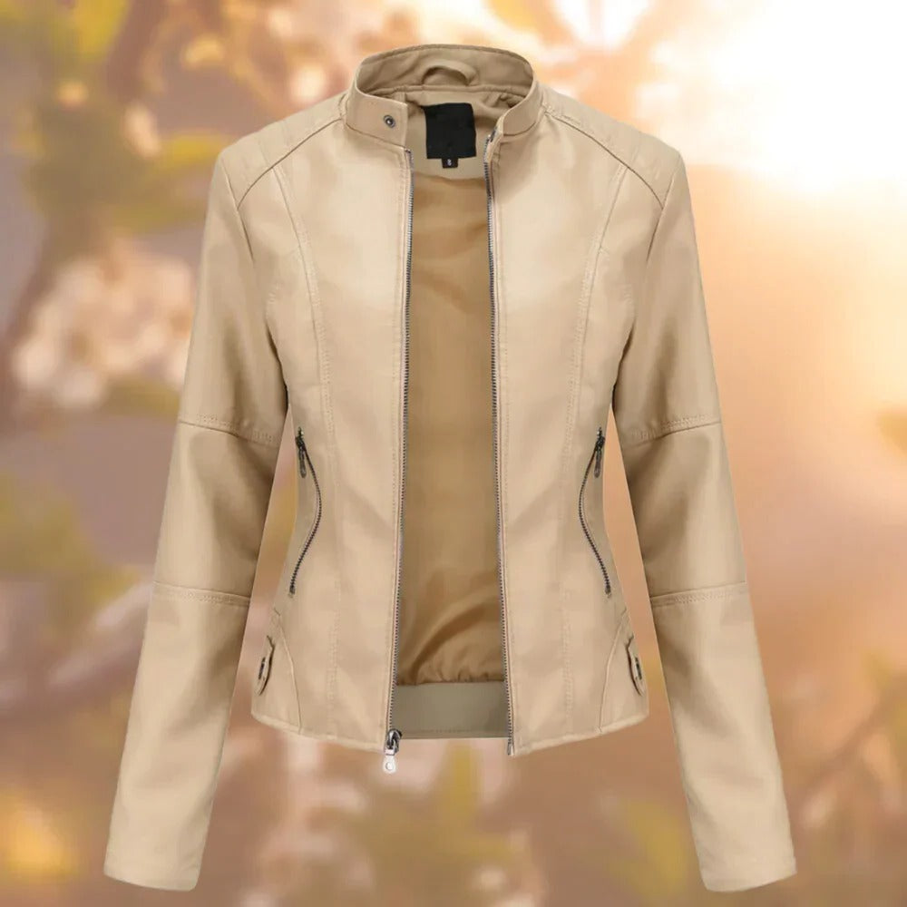 Ladies Genuine Leather Biker Jacket