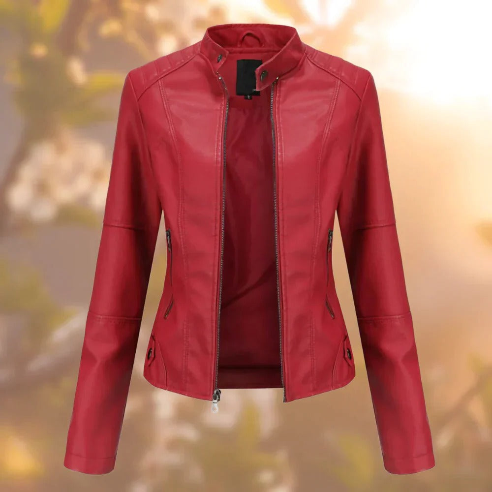 Ladies Genuine Leather Biker Jacket