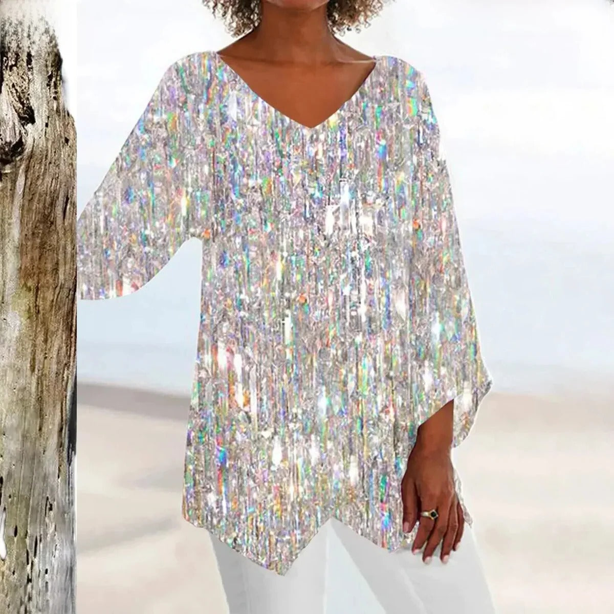 Classic Ladies V-Neck Fitted Blouse - Befez