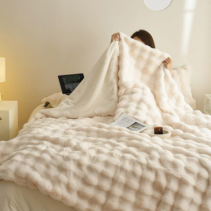 Plush Reversible Rabbit Fur Throw Blanket - Halri