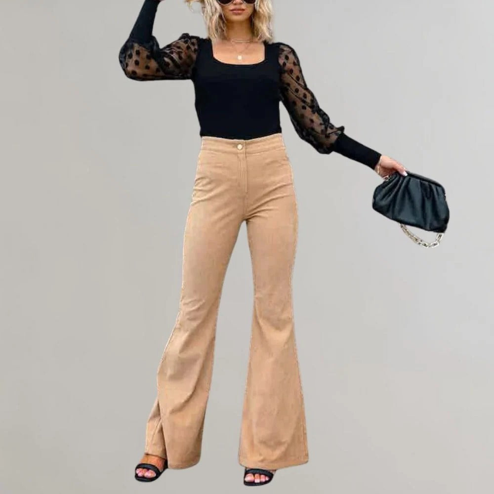 Fashionable Wide Leg Corduroy Pants - Halri