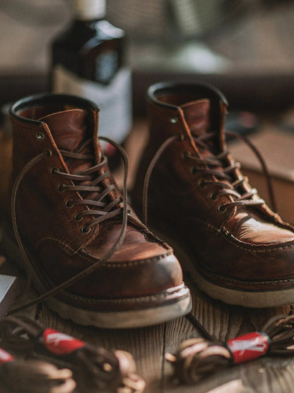 Men's Premium Leather Lace Up Work Boots - Befez
