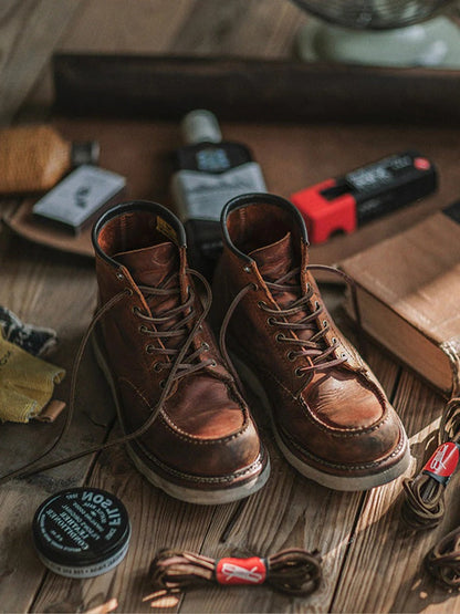 Men's Premium Leather Lace Up Work Boots