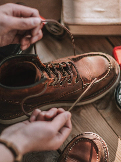 Rugged Genuine Leather Moc Toe Boots