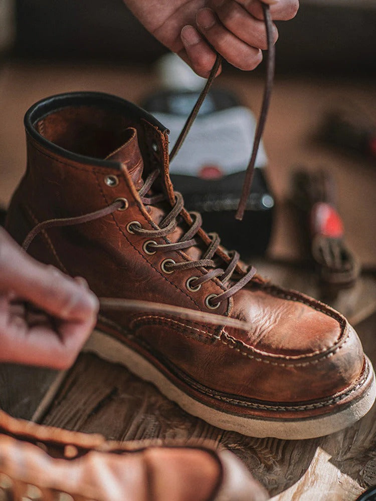 Men's Premium Leather Lace Up Work Boots