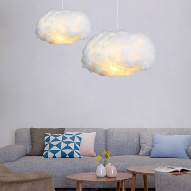 Airy White Cotton Pendant Light for Warm Glow - Halri