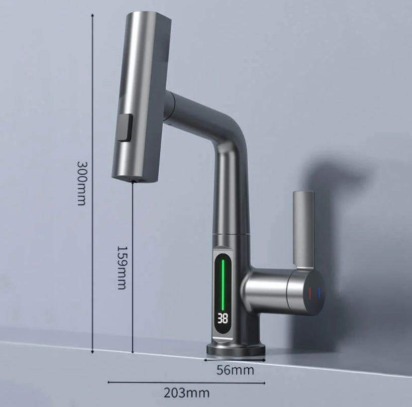 Flexible 360° Rotating Faucet with LED Temp Display