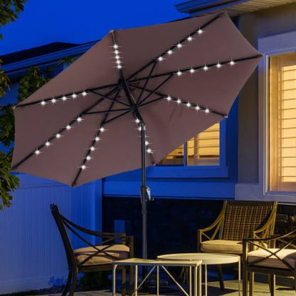 Premium Garden Offset Umbrella With LED String Lights - Halri