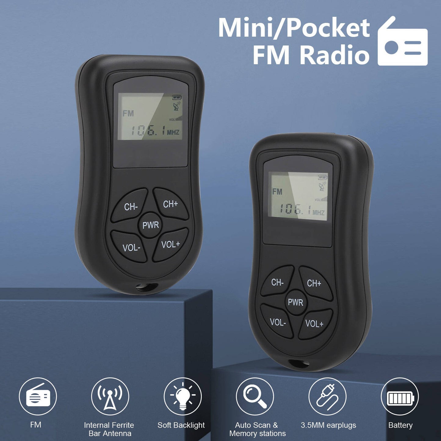 Compact Personal Travel AM FM Radio