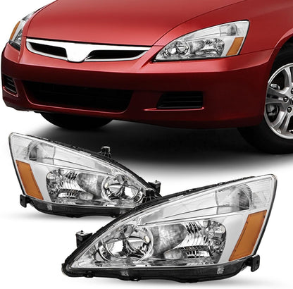 Chrome Honda Accord Headlights 03-07 2/4 Door Pair - Halri