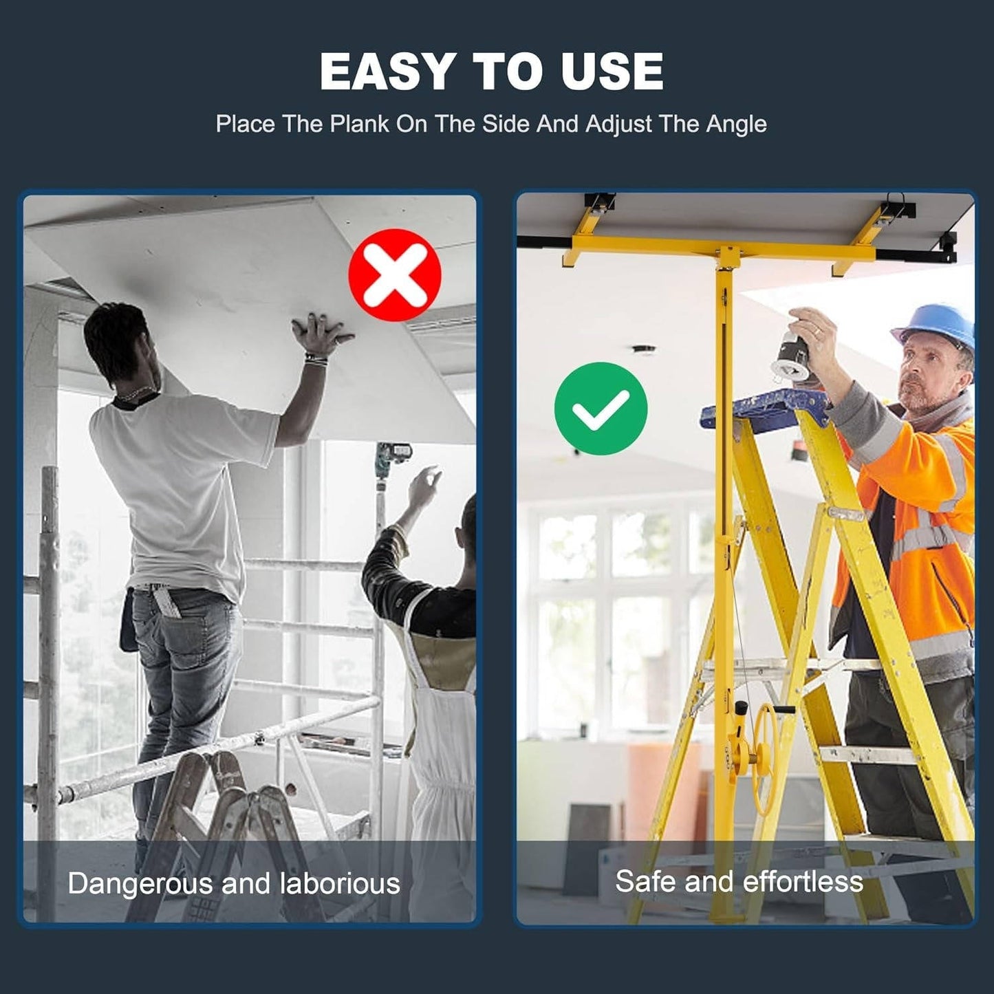 Compact 11FT Drywall Hoist with Locking Casters
