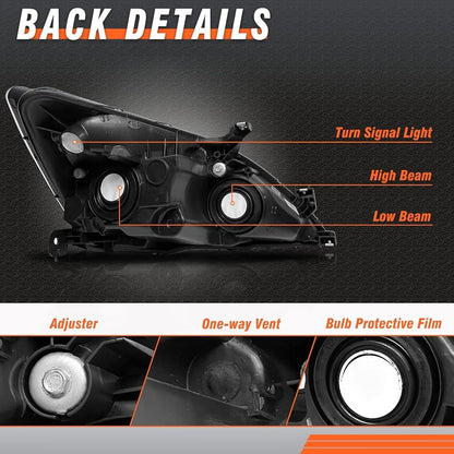 Chrome Honda Accord Headlights 03-07 2/4 Door Pair
