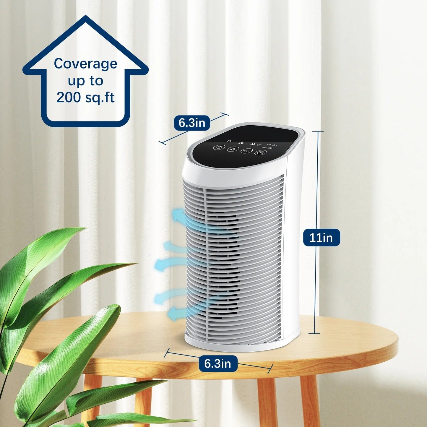 Compact Home Air Cleaner HEPA Filter 200 Sq Ft
