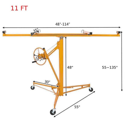 Compact 11FT Drywall Hoist with Locking Casters