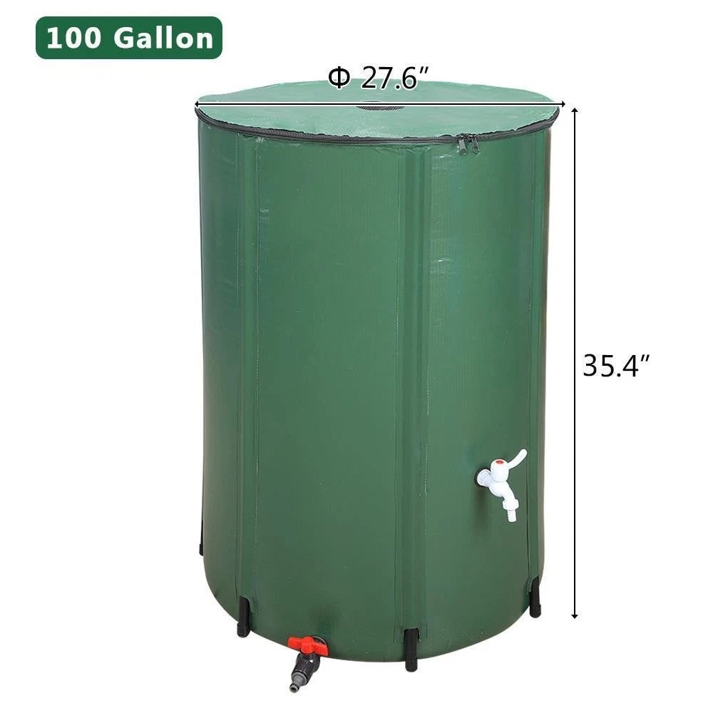 Large Collapsible Rain Water Barrel with Dual Spouts