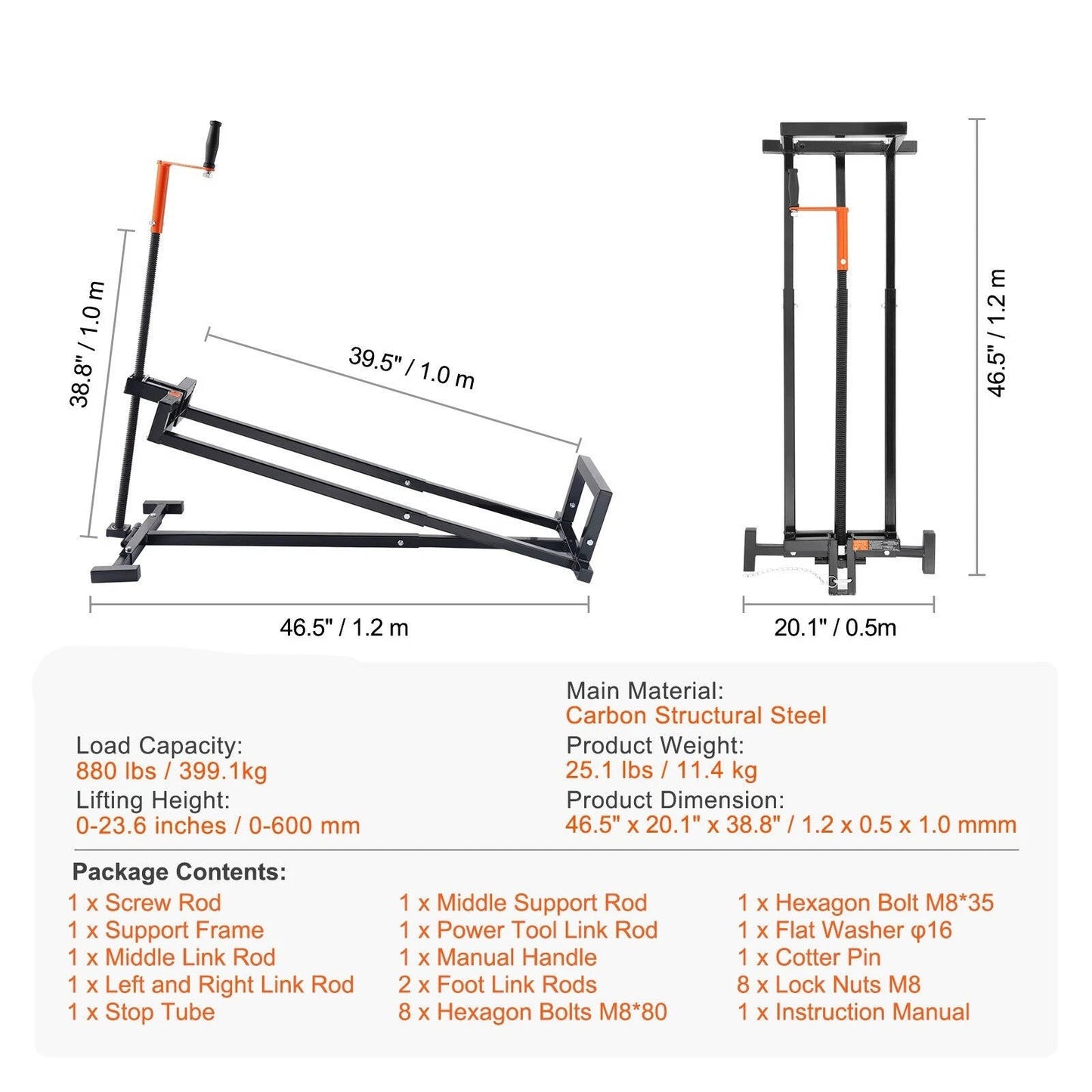 Heavy Duty Lawn Tractor Lift Jack 880 Lbs Capacity