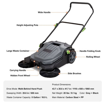 Heavy Duty Manual Push Sweeper for Warehouses