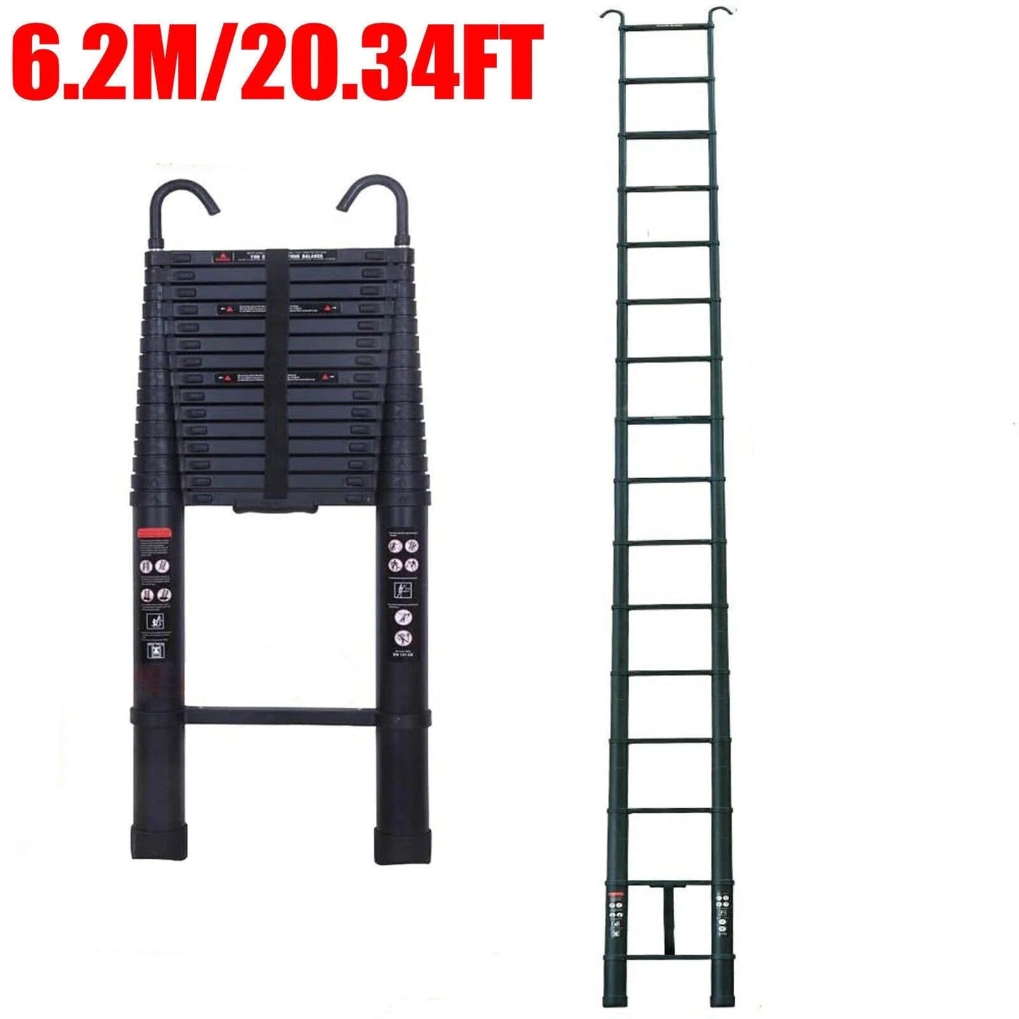Portable Folding Aluminum Ladder with 2 Hooks