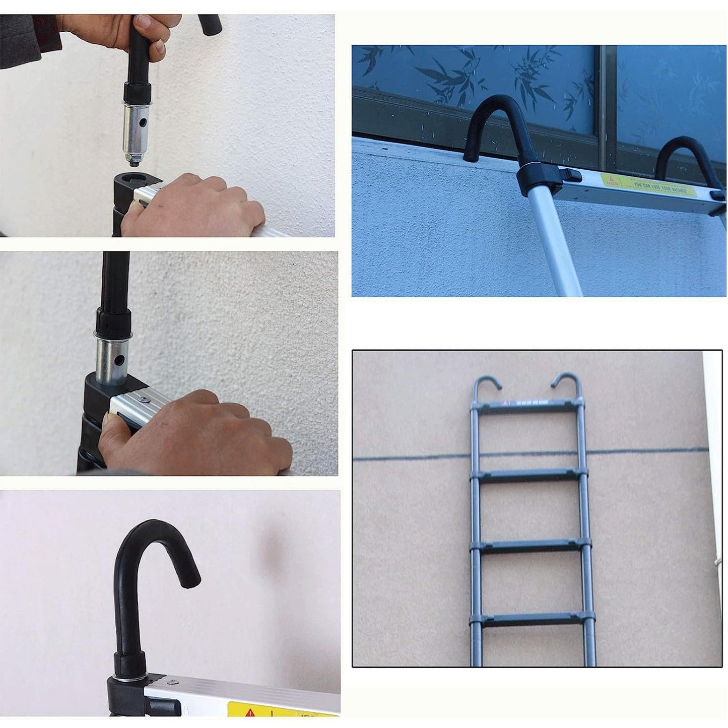 Portable Folding Aluminum Ladder with 2 Hooks