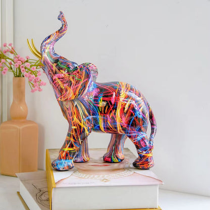 Vibrant Elephant Resin Statue Figurine