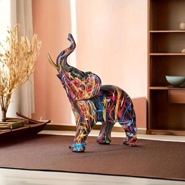 Vibrant Elephant Resin Statue Figurine