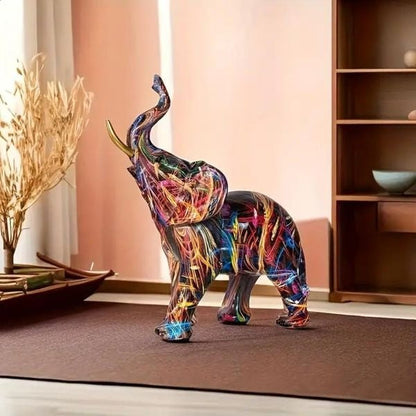 Vibrant Elephant Resin Statue Figurine