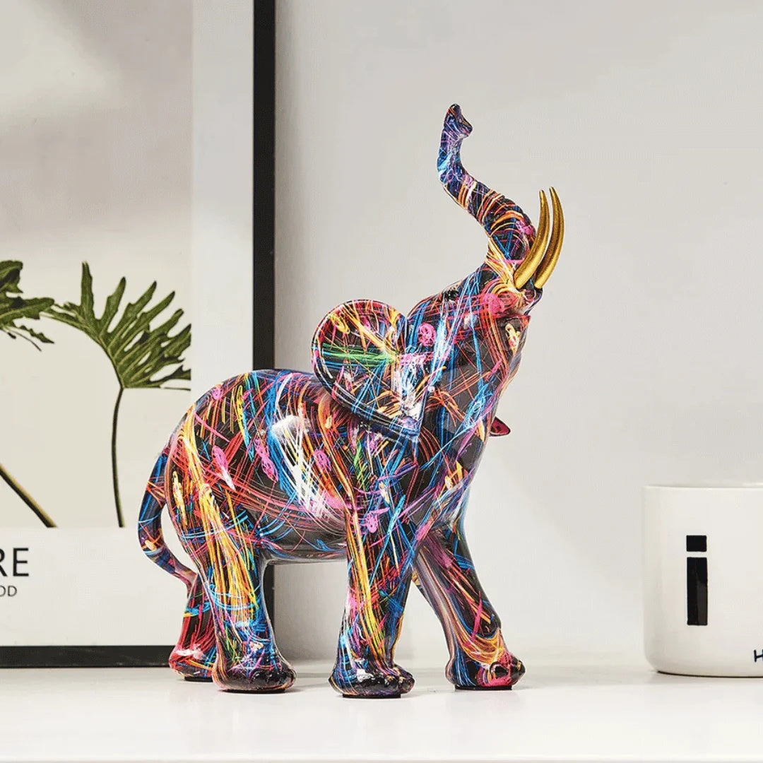 Vibrant Elephant Resin Statue Figurine