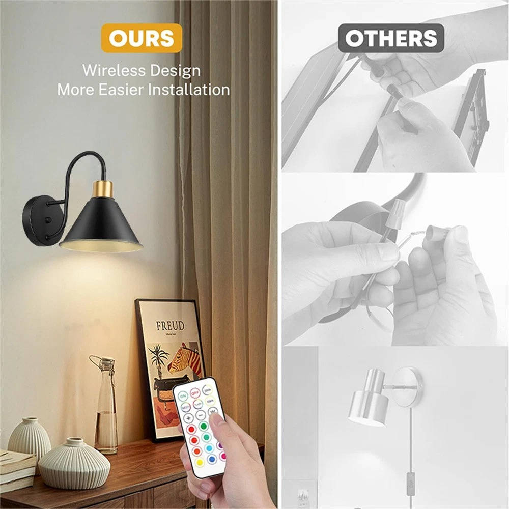 Wireless LED Wall Lights with Remote Control