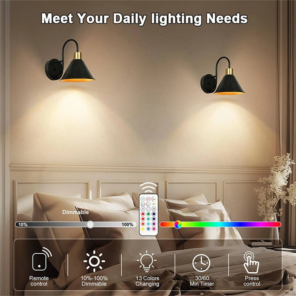 Wireless LED Wall Lights with Remote Control