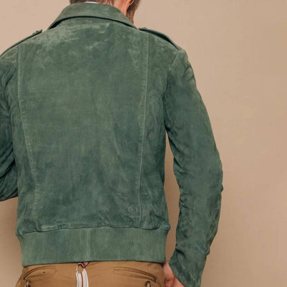 Classic Mens Suede Zip Jacket with Pocket