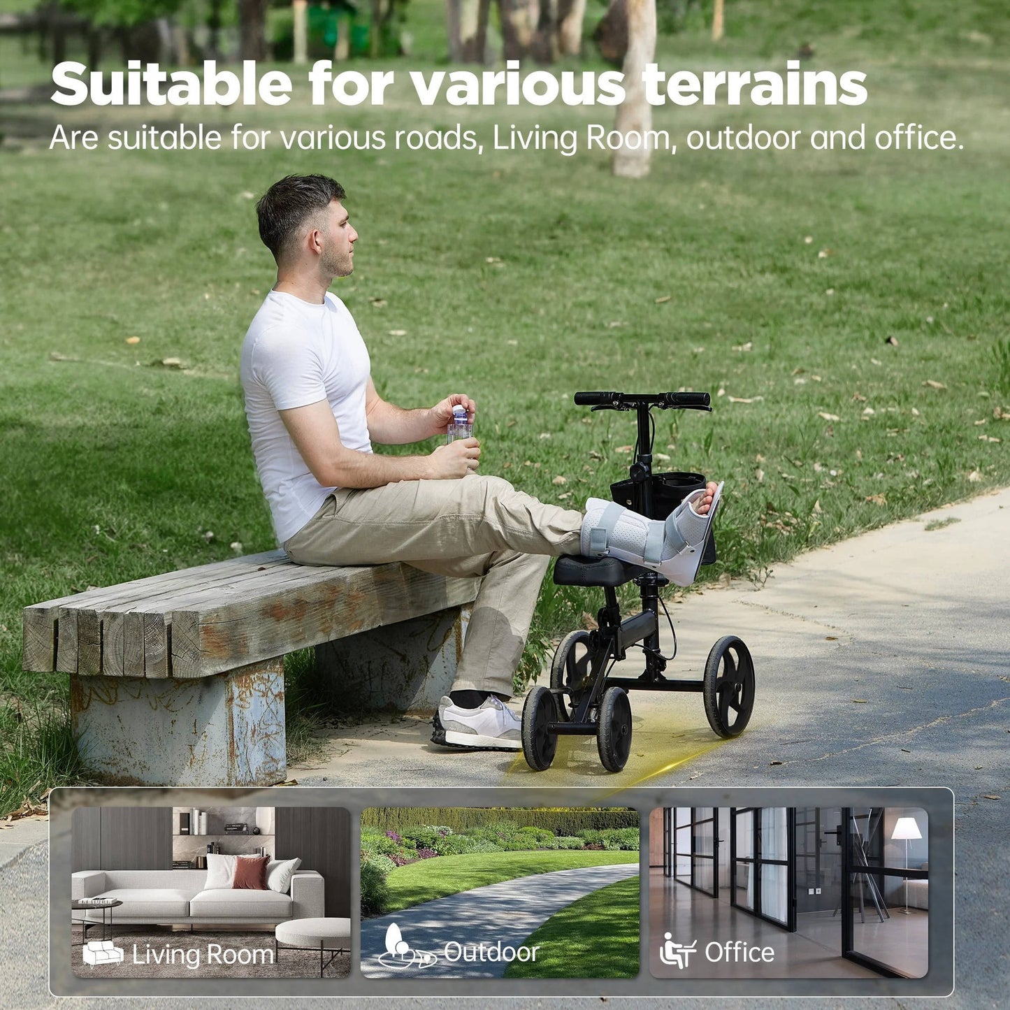 Portable Folding Knee Walker for Broken Foot Recovery
