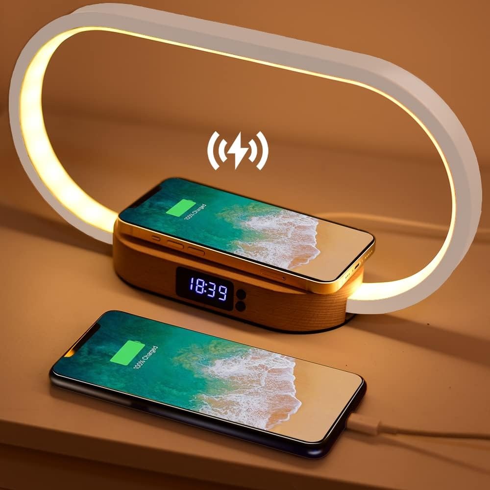 Smart Clock with Qi Charging and Bedside Lamp - Halri