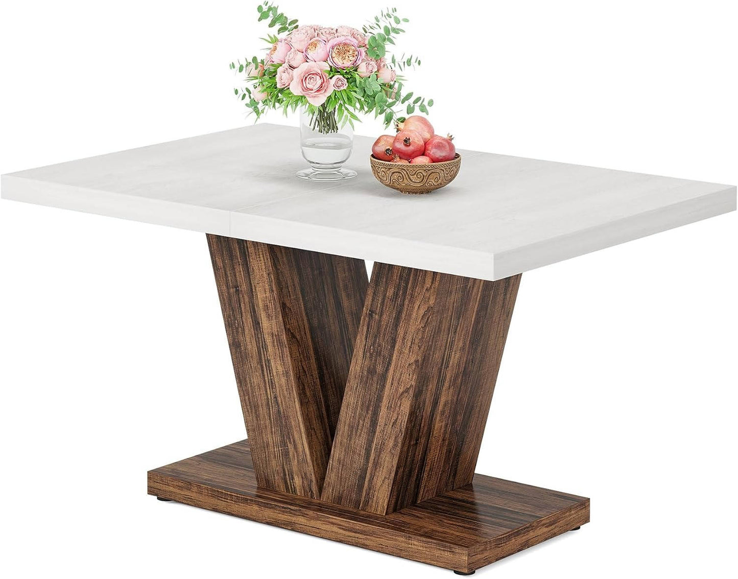 Country Style Wood Dining Table Set for 6