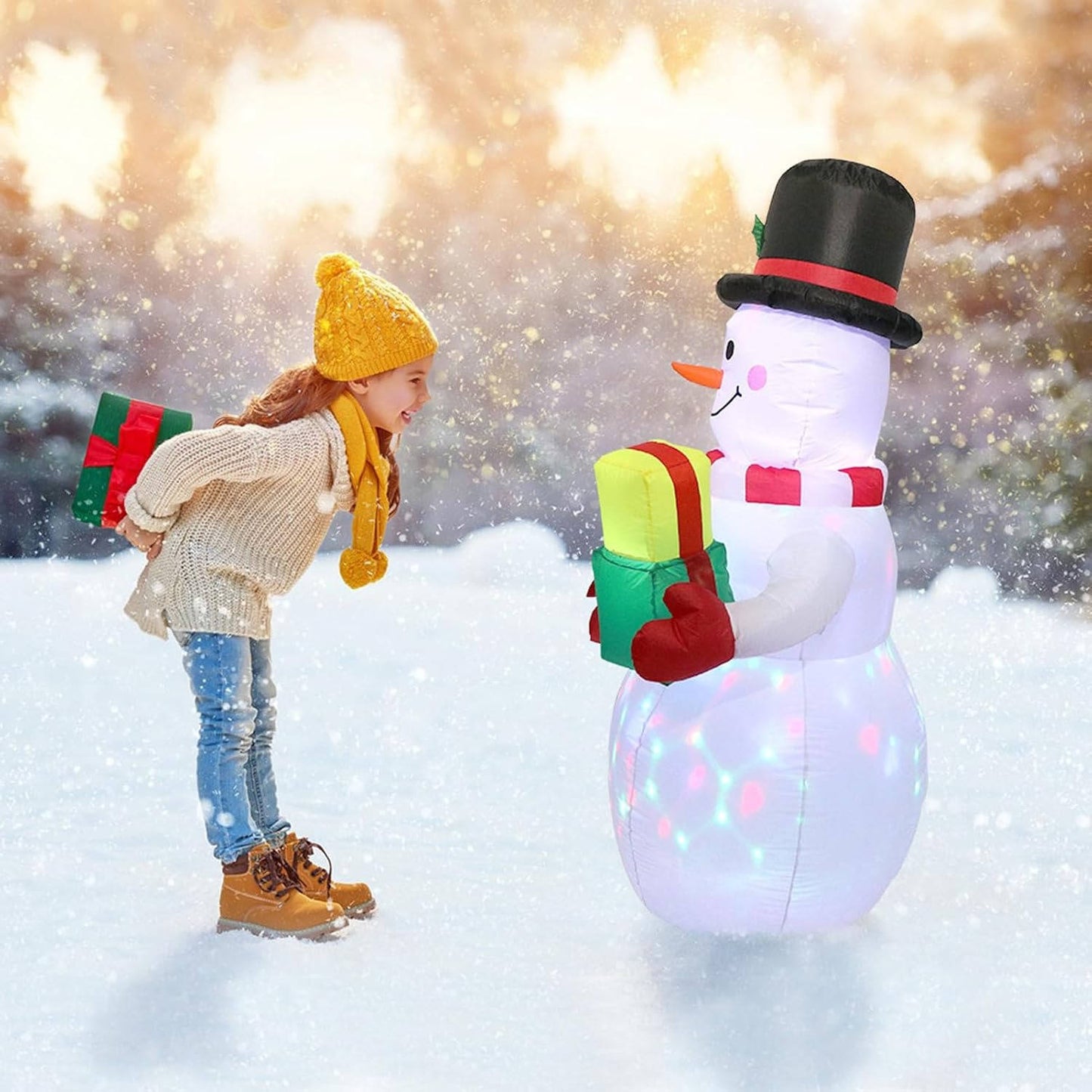 Fun Inflatable Snowman LED Yard Decorations