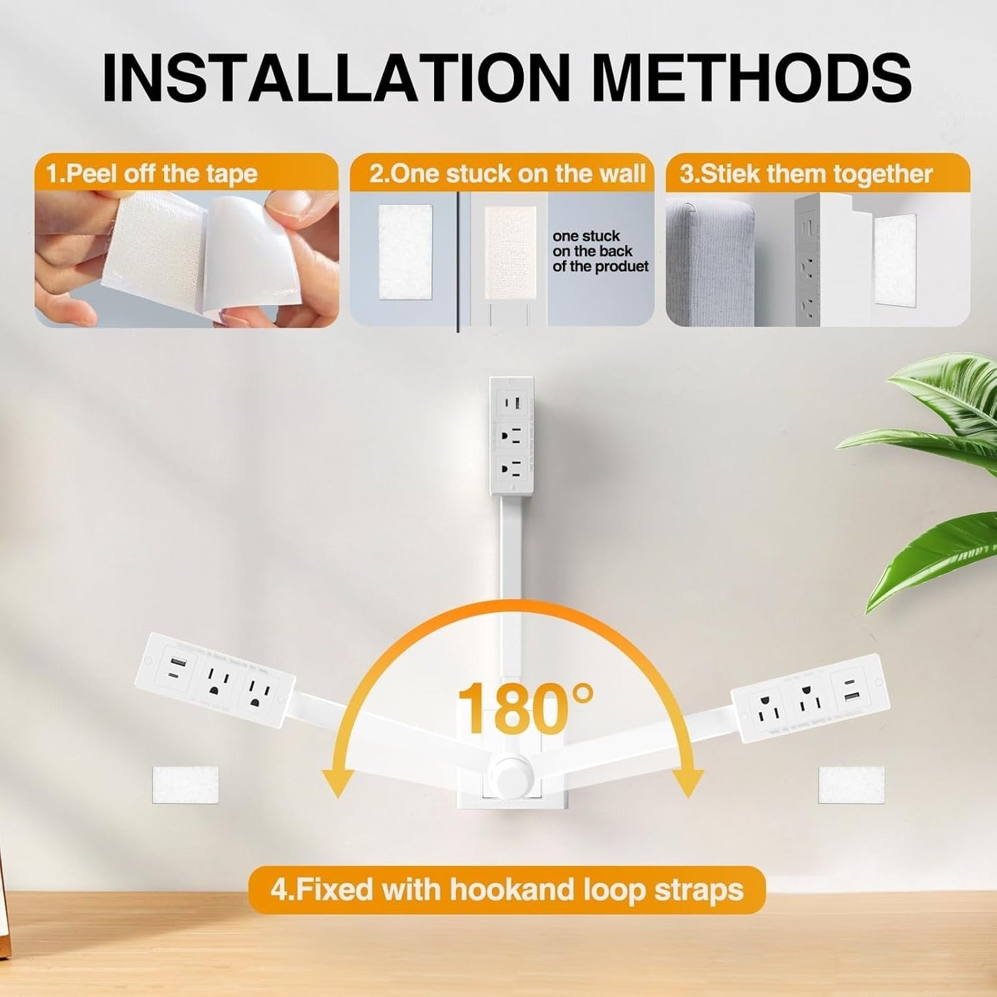Flexible Power Outlet with Swivel Plug Extension
