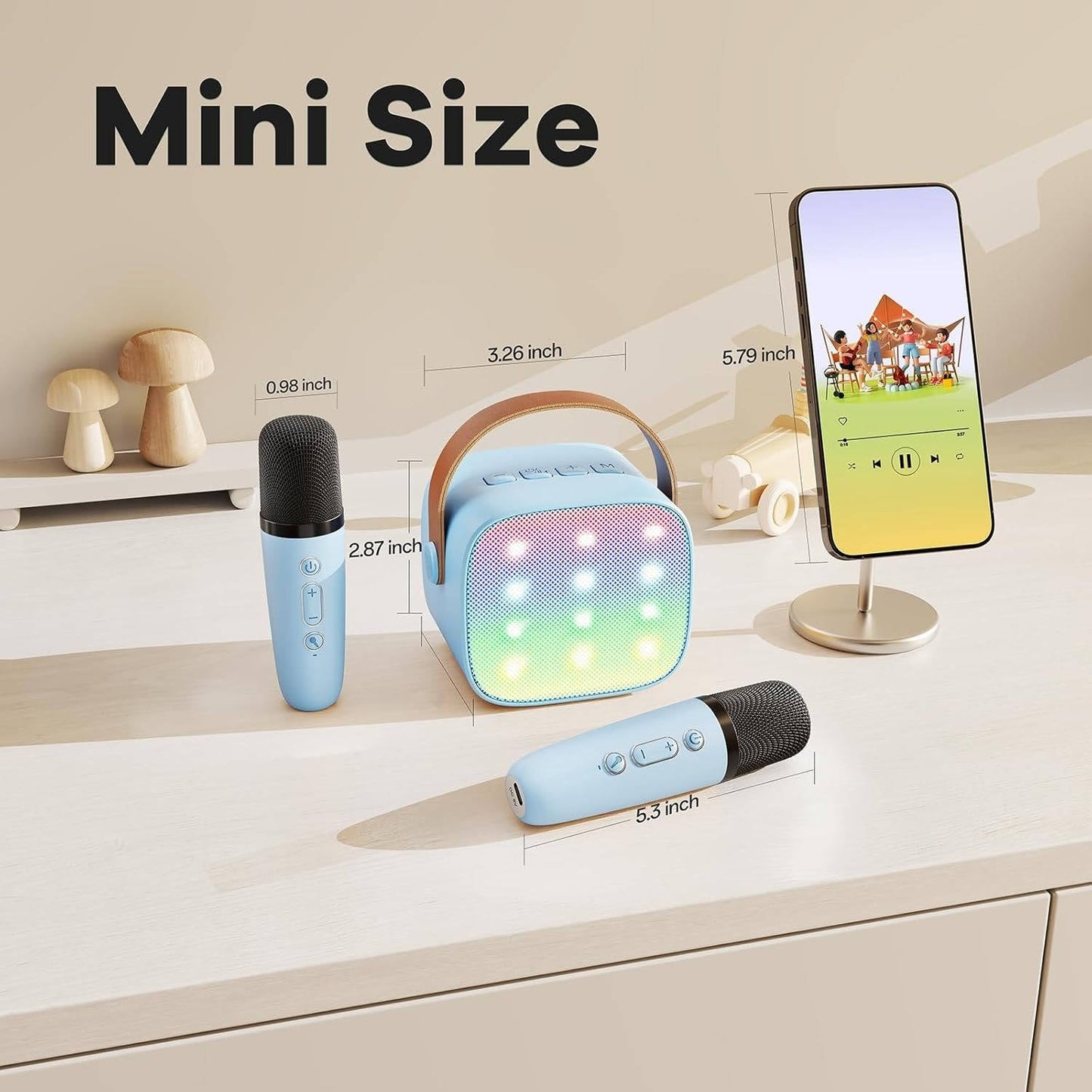 Portable Karaoke System with 2 Microphones