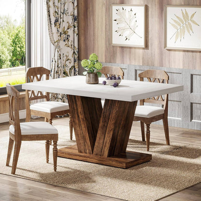 Country Style Wood Dining Table Set for 6 - Halri