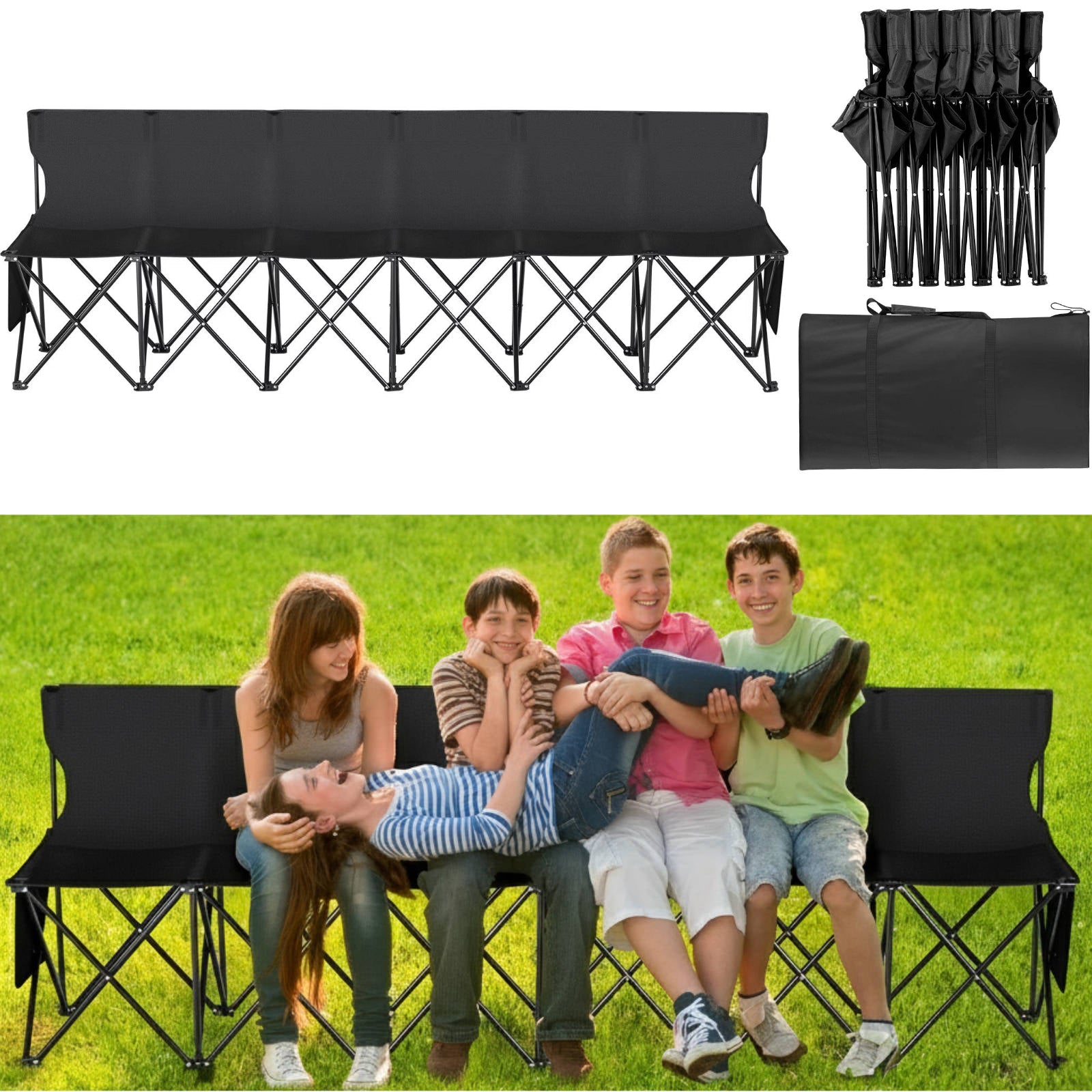 Portable 6 Seat Folding Sports Bench - Halri