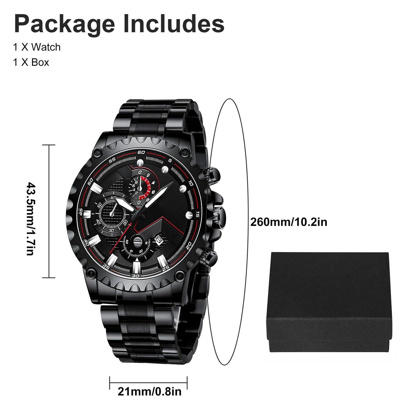 Men's Silver Sports Water Resistant Chrono Watch