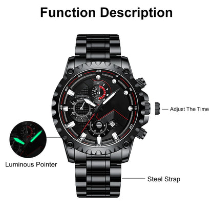 Men's Silver Sports Water Resistant Chrono Watch