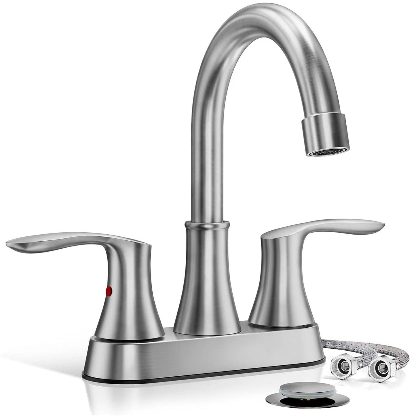 Modern 3 Hole Bathroom Faucet Brushed Nickel Mixer - Halri
