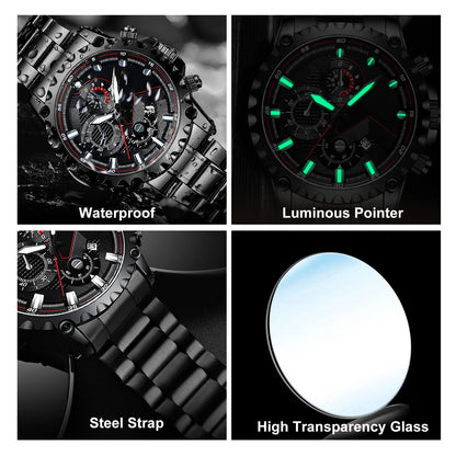 Men's Silver Sports Water Resistant Chrono Watch