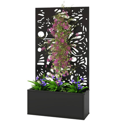 Elevated Steel Garden Planter With Lattice