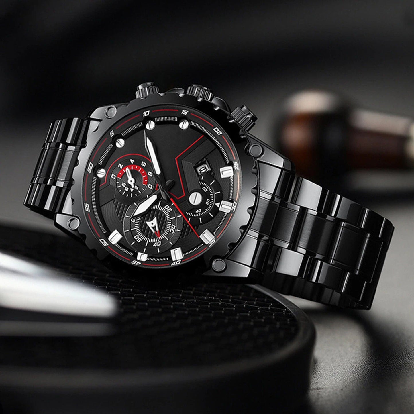 Men's Silver Sports Water Resistant Chrono Watch