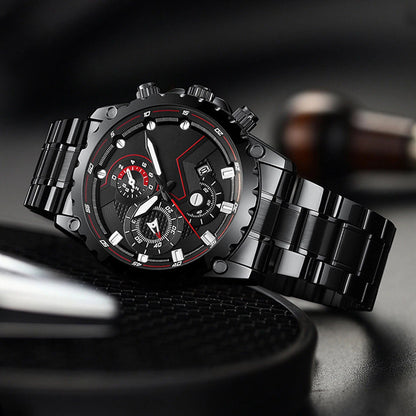 Men's Silver Sports Water Resistant Chrono Watch