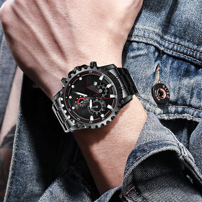 Men's Silver Sports Water Resistant Chrono Watch