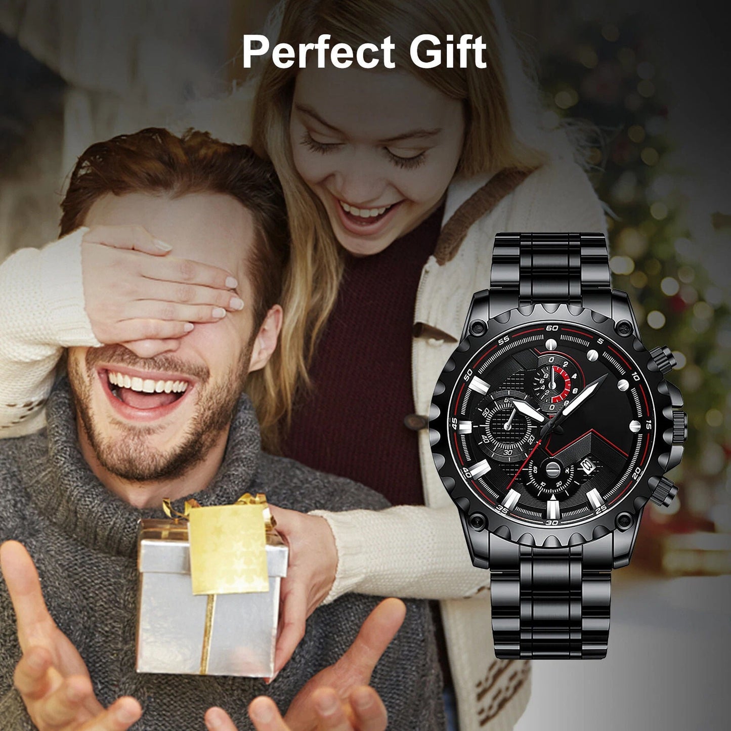 Men's Silver Sports Water Resistant Chrono Watch