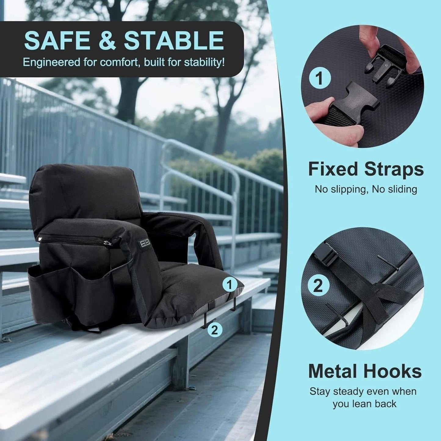 Comfortable Heated Folding Stadium Seat Cushion